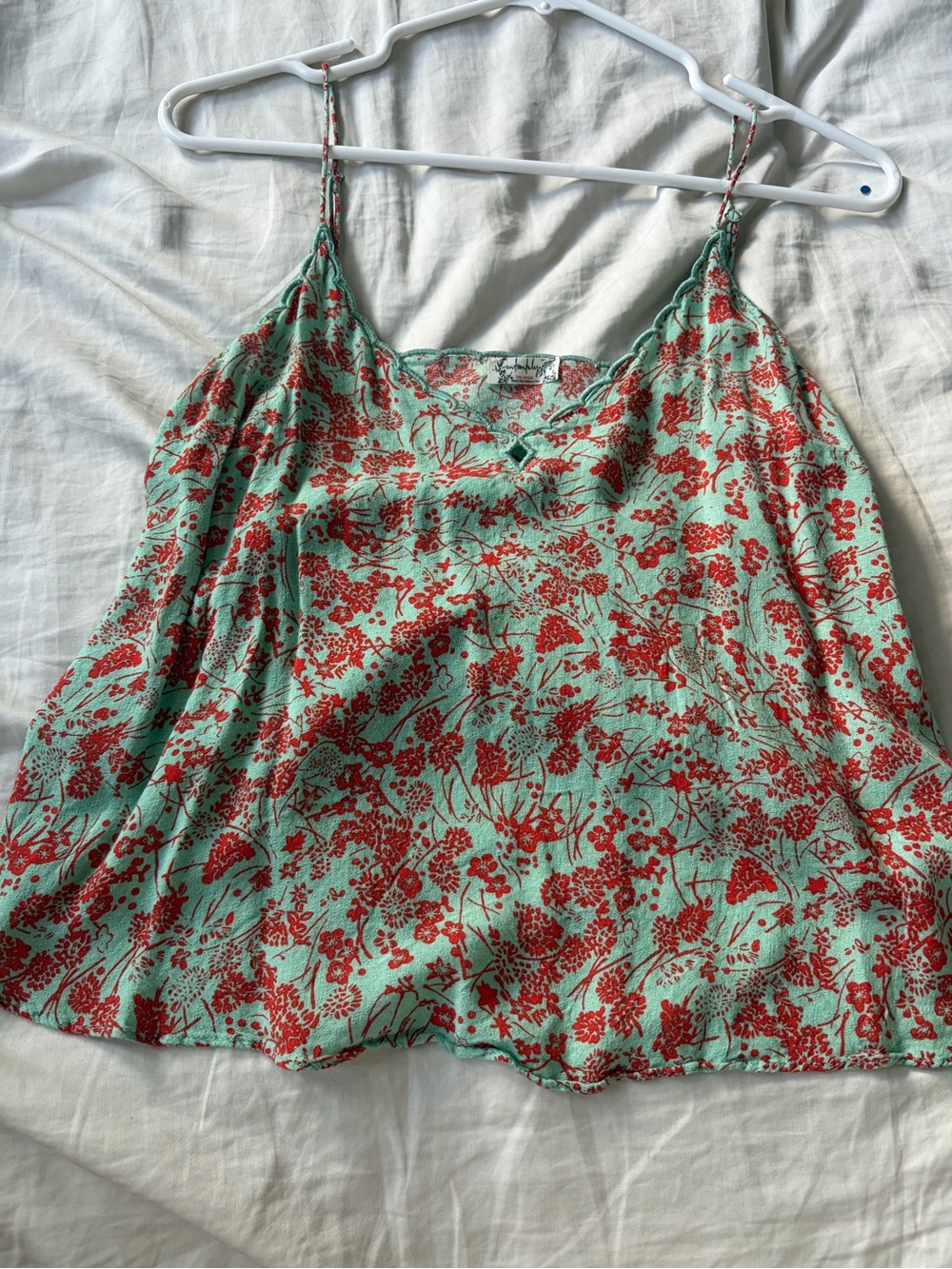 Intimately by Free People Floral Mint and Orange Spaghetti-Strap Camisole
